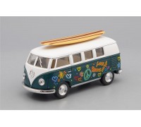 Машинка Kinsmart VOLKSWAGEN Classical Bus Surfboard (1962), green / white