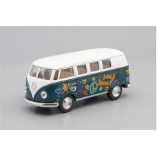 Машинка Kinsmart VOLKSWAGEN Classical Bus Peace and Love (1962), white / green