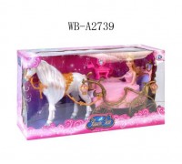 Карета для принцессы с лошадью со световыми эффектами, в наборе с куклой, в коробке (Китай, 209A)