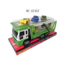 Автовоз +5 машинок-трансформеров, инерционный (зеленый, красный, синий), 31х12,5х16 см (Китай, HX8000B)
