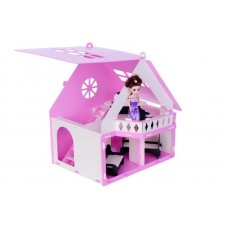 Домик для кукол "Дачный дом Варенька" бело- розовый ( с мебелью)