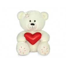Медвежонок Масик белый с сердцем 17,5 см, звук "Считалочка" (LAVA, Л8546E)