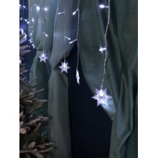 Новогоднее украшение MILAND Гирлянда Бахрома со снежинками 5х0,8м 216 белые лампы, 8 режимов