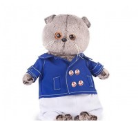 Мягкая игрушка BUDI BASA Кот Басик в синем кителе 19 см
