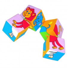 Кубики "Собери картинку" (Животные африки) с перемычкой, 4 кубика 8х8см (Мякиши, 210м)