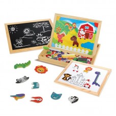 Игровой набор Mapacha Бизи-чемоданчик Животные доска для рисования, меловая доска, фигурки на магнитах, 2 игровых фона, инструкция с готовыми играми