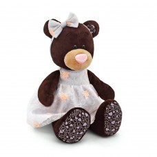 Мягкая игрушка Медведь девочка Milk сидячая в платье с вышивкой 25 см (ORANGE, M5040/25)