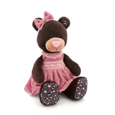 Мягкая игрушка Медведь девочка Milk сидячая в розовом бархатном платье 25 см (ORANGE, M5043/25)