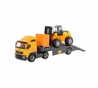 Автомобиль-трейлер "Volvo" + автокар + конструктор "Супер-Микс" - 30 элементов на поддоне (в сеточке)