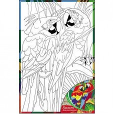 Набор для творчества Холст для рисования с красками "Попугаи" 20*30см