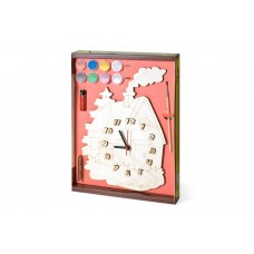 Часы с циферблатом под роспись "Домик" с красками