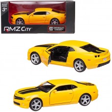 Машина металлическая RMZ City 1:32 Chevrolet Comaro 2010, желтый матовый цвет, двери открываются