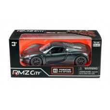 Машина металлическая RMZ City 1:32 Porsche 918 Spyder, инерционная, черный матовый цвет (UNI-FORTUNE Toys Industrial Ltd., 554030M)