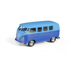 Машина металлическая RMZ City 1:32 Автобус инерционный Volkswagen Type 2 (T1) Transporter, цвет матовый голубой с синим, 16,5*7,5*7 см