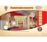 Модель деревянная сборная. Мебель для кукол КАМИННАЯ КОМНАТА (Wooden Toys, 80023)