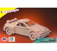 Модель деревянная сборная "Спорткар" (5пласт.) (Китай) (Wooden Toys, P065)