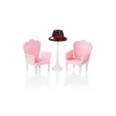 Гостиная. Кресла с торшером для куклы, розовые 24х6,5х23 см.